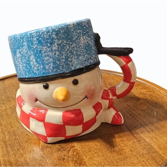 Hallmark Mitford Tipsy Snowman Mug Jan Karon  3D Christmas Coffee X 2 Vintage - Picture 4 of 10